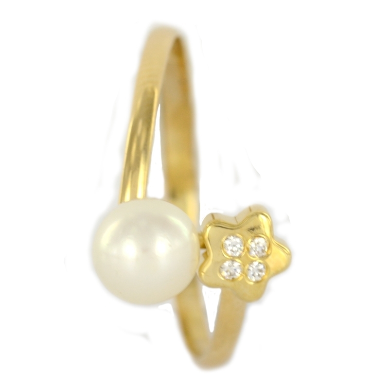 Pendientes oro Anillo oro perla circonita