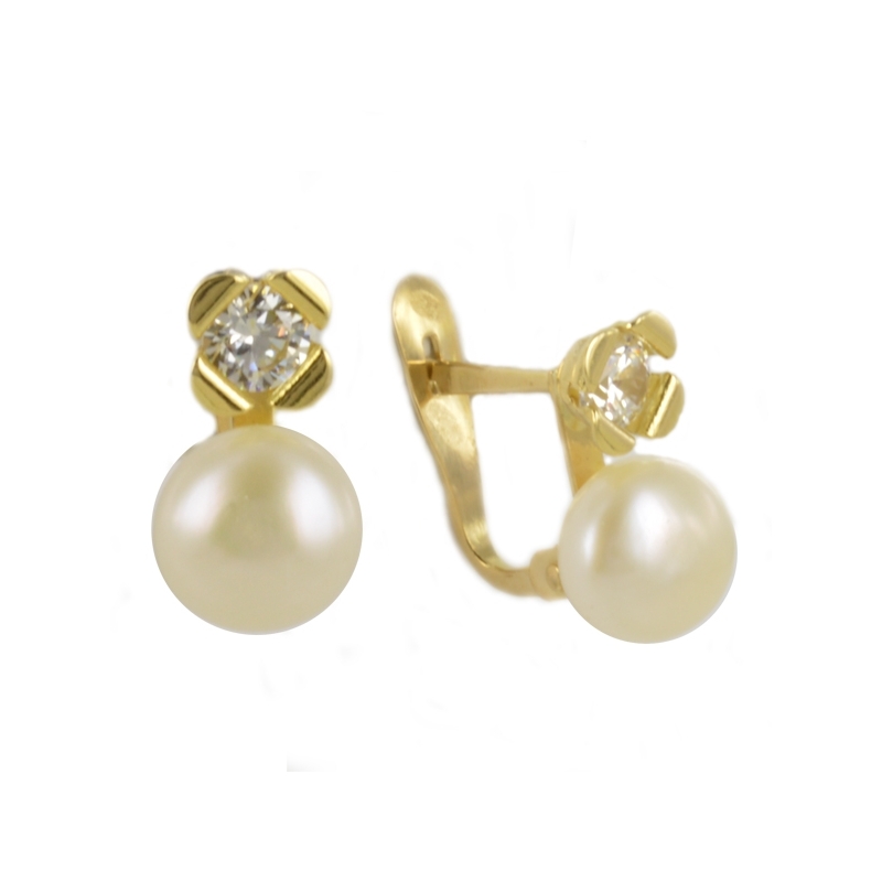 Pendientes Oro Amarillo 18K perlas y circonitas - Comunión