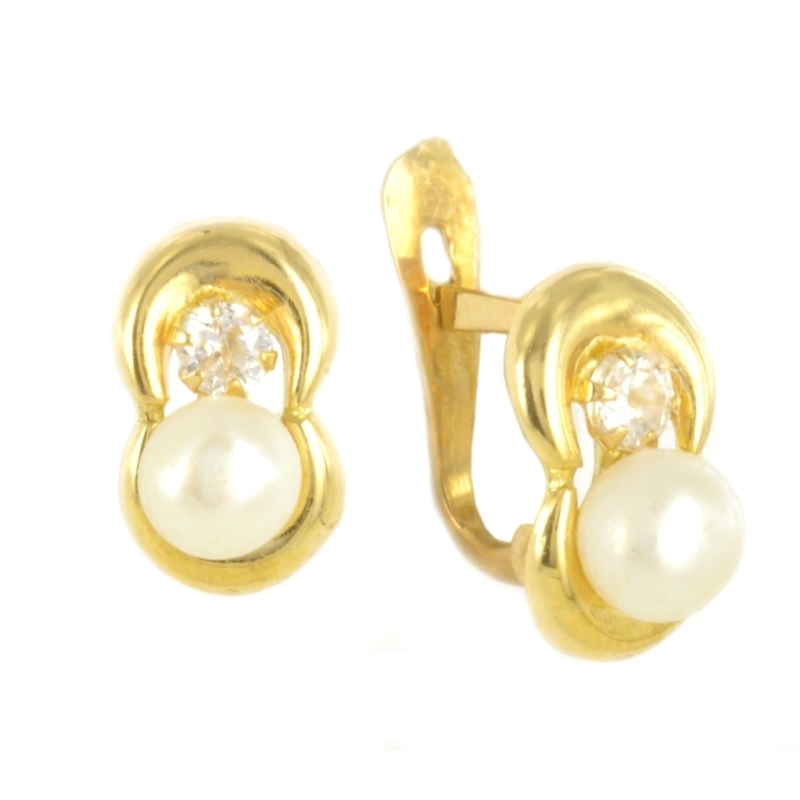 Pendientes oro comunión con perla