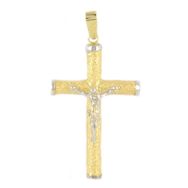 Cruz oro blanco con cristo