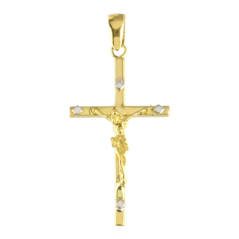Cruz oro bicolor con cristo